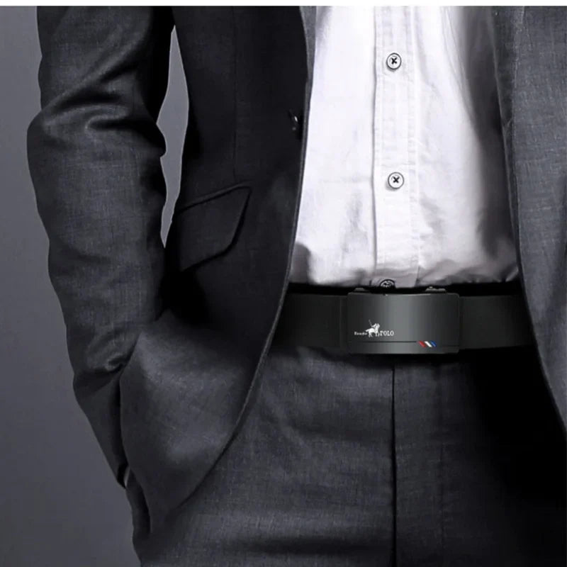 Black Belt Men, Genuine Leather Dress Designer Belts for men, Fashion Slide Ratchet Click Casual Mens Belt for Jeans