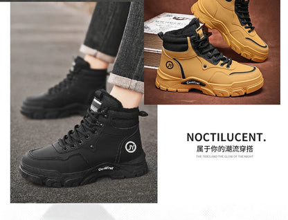 Mens Boots Casual Shoes Winter Platform Leather Designer Luxury Chelsea Cowboy Outdoor Work Safety Ankle Sneakers 2025