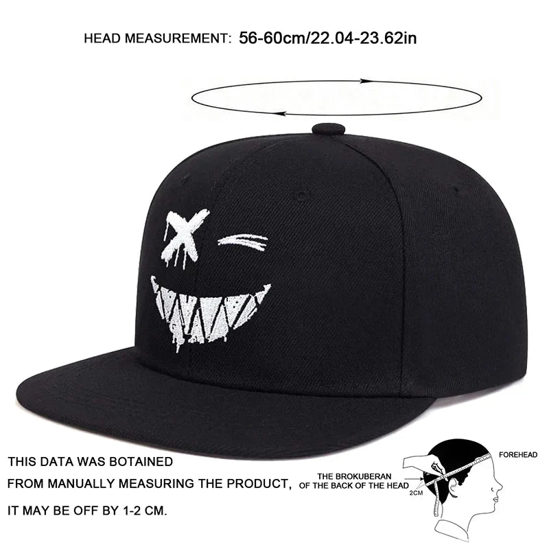 Unisex Personality Ghost Expression Embroidery Hip-hop Hats Outdoor Adjustable Casual Baseball Caps Sunscreen Hat