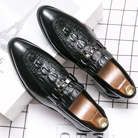 New Dress Leather Lofers Men Classic Casual Business Shoes For Men Social Party Leather Shoes Slip On Wedding Office Shoes Male