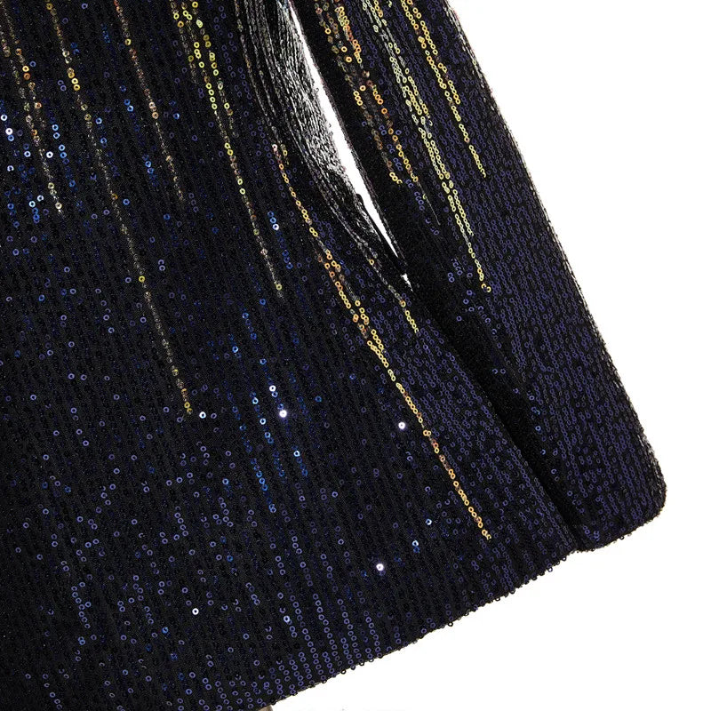 Men's Sparkling Sequin Blazer Jacket Stage Party Suit for Singer Dancer Prom Banquet Chorus Costume