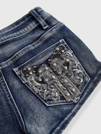 Low Rise Distressed Denim Shorts Female Jeans Womens Jeans Shorts Vintage Y2K Punk Style Embroidered Hot Pants