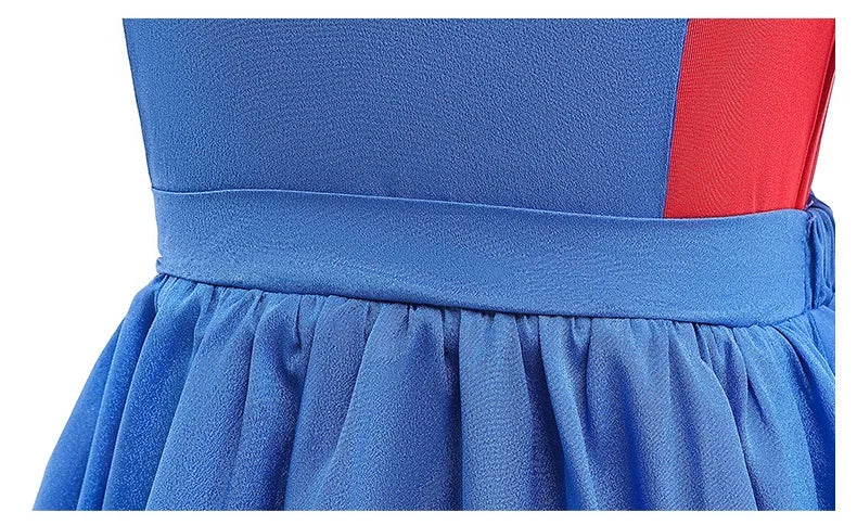 Super Bros Stage performance movie cosplay girls puff Sleeve Top+Dress Girl Halloween Birthday Party Cosplay