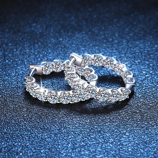 3mm Full Moissanite Ear Hoop Earrings 925 Sterling Silver Earring For Woman Wedding Engagement Luxury Jewelry Wholesale