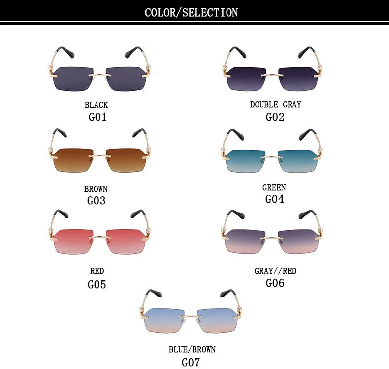 Rimless Sunglasses Women 2024 Luxe Vintage Designer Sunglasses For Men Retro Fashion Glasses De Sol Mujer Lunette Soleil Femme