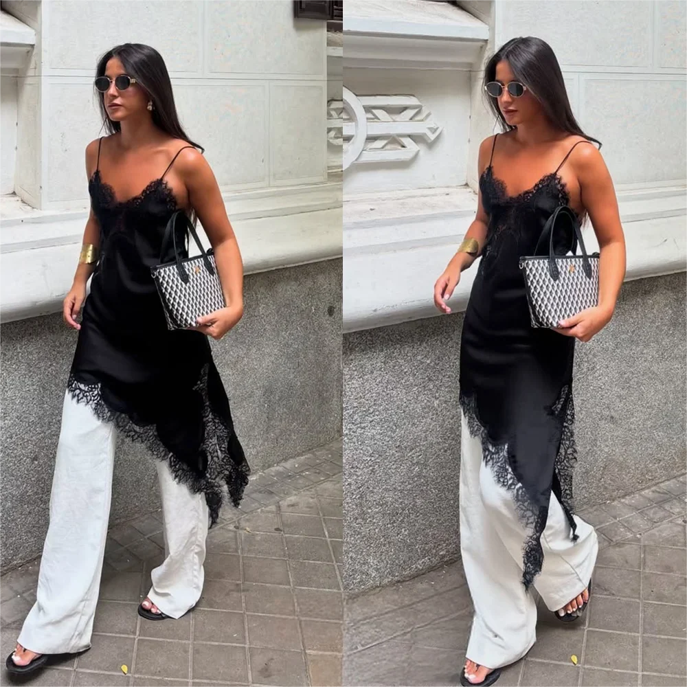 Sexy Beach Holiday Lace Party Women Dress V Neck Cami Backless Midi Dress Fashion 2026 Y2K Girl Evening Club SummerDress