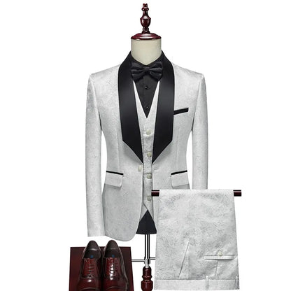 New Tuxedo 3 Piece Suit, Men's Groom's Suit, Top + Vest + Pants