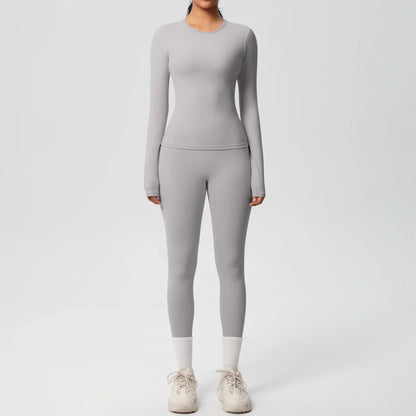 2 PCS Sportswear Yoga Set Gym Clothes Yoga Suits For Women Fitness Set Tracksuits Sports Long Sleeve Crop Top Gym Leggings