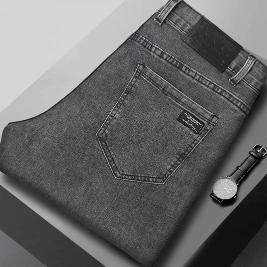 Men's New Stretch Straight Jeans Business Versatile Trendy Youth Casual Regular Long Pants for Spring Autumn Male Denim Trousers