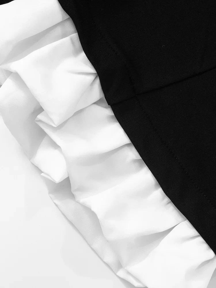 Ruffled Patchwork Sexy Rompers Female Patchwork Off-Shoulder High Waist Contrast Summer 2025 Women's Jumpsuit Bodysuits