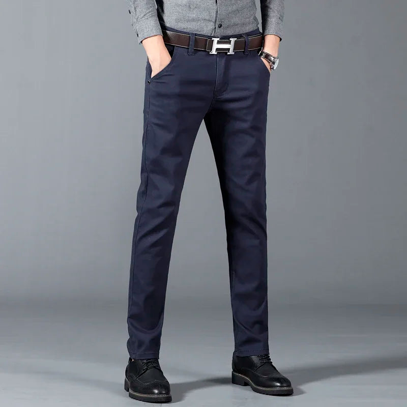 6 Color Men's Classic Solid Color Summer High Quality Thin Casual Pants Business Fashion Stretch Cotton Slim Brand Trousers Male