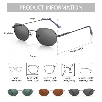 Retro Small Polygon Polarized Sunglasses Women Metal UV400 Sun Glasses Men Anti-Glare UV400 Goggles Driving Eyewear