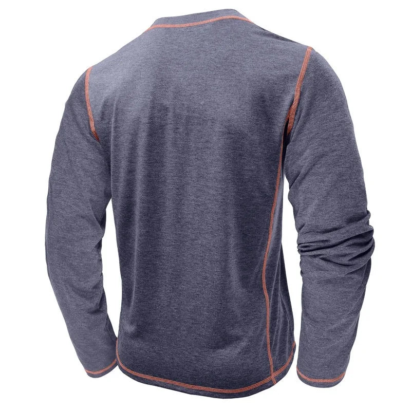 Men's Cotton Button Henley Neck Shirt Long Sleeve Casual Button Solid Color Fashion Streetwear Tops Tees T-Shirts Men Clothing