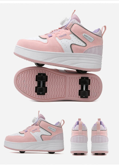 Students Children's Shoes Four Wheel Light Shoes Boys Invisible Roller Shoes Large Size Outdoor Sports Walking Shoes Women