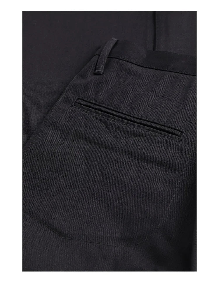 Black Men's Jeans Relaxed Fit 14.5oz Selvedge Denim Officer Trousers