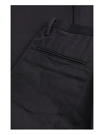 Black Men's Jeans Relaxed Fit 14.5oz Selvedge Denim Officer Trousers