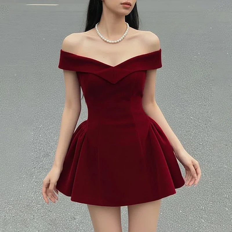 Fashion Red Bowknot Mini Dress Straps Square Collar Sleeveless Backless Vintage Cute Ladies Slim Party Short A-line Dresses