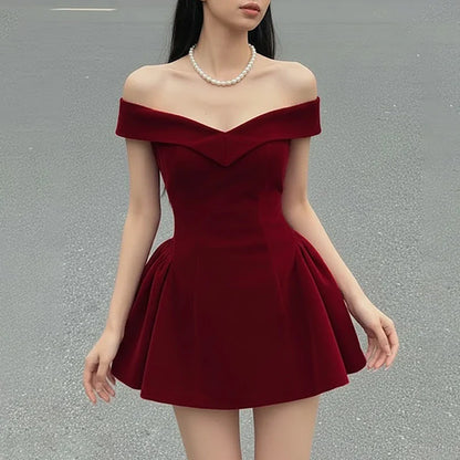 Fashion Red Bowknot Mini Dress Straps Square Collar Sleeveless Backless Vintage Cute Ladies Slim Party Short A-line Dresses