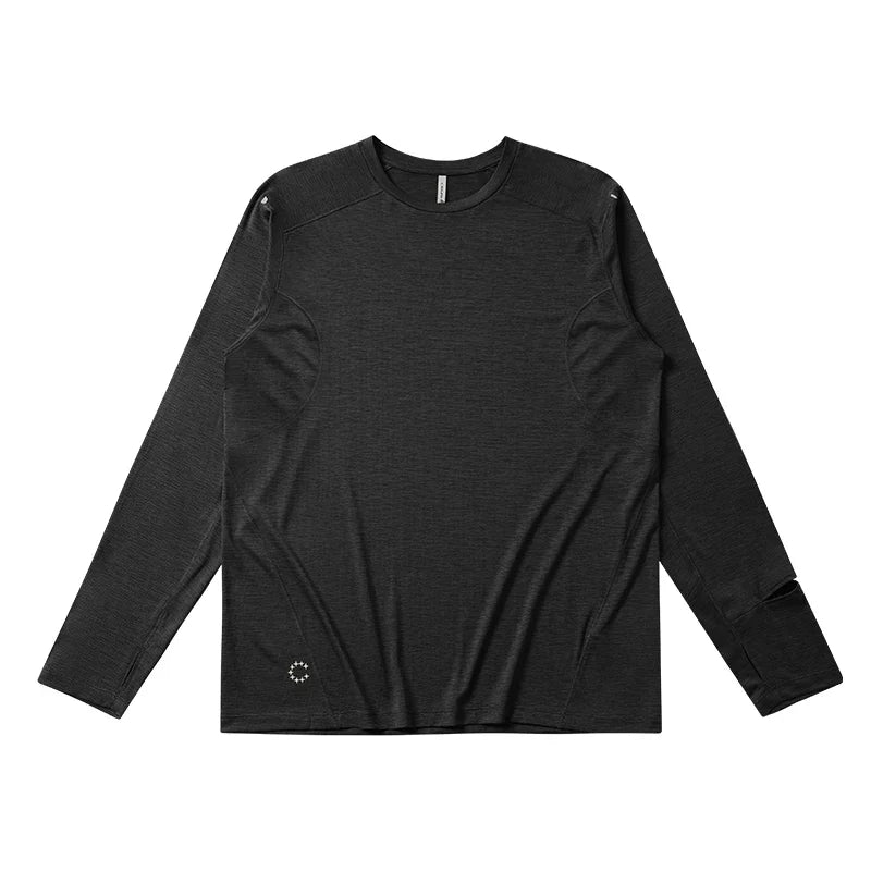 Men's Quick Dry Long Sleeve T-Shirt Sports Running Tee Summer Breathable Lightweight Fitness Gym Workout Top Activewear