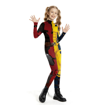 Kids Deadpool Wolverine Cosplay Costume Superhero Boys Girls Superhero Children Halloween Party Bodysuit Elastic Zenti Jumpsuits
