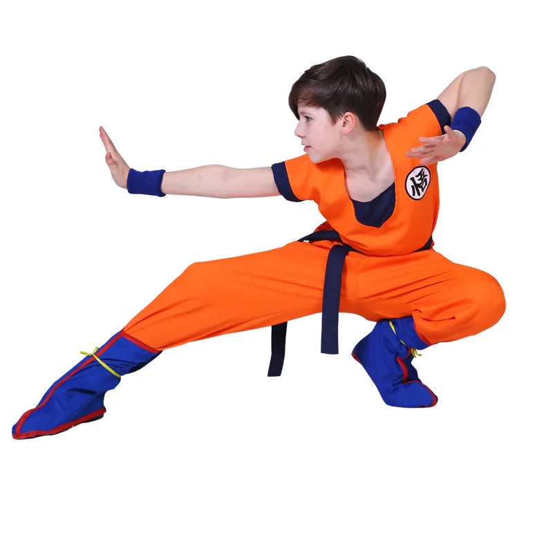 Kids Anime Z Son Goku Cosplay Costume Boy Carnival Party Suit Goku Sun Fancy Dress Vest Belt Wrister Children Halloween Dress Up