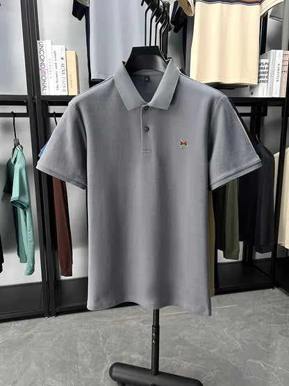 High end brand 100% cotton short sleeve polo shirt men's summer new soft breathable lapel T-shirt fashion letter embossed top