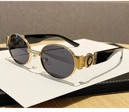 New Vintage Oval Sunglasses Metal Frame Women's Luxury Designery Sun Glasses Shades for Men Oculos UV400  Gafas De Sol Mujer