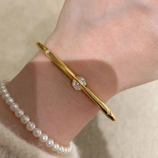 Bracelet solitaire Planète pour femme en diamant à haute teneur en carbone 100% argent sterling 925 plaqué or 18 carats, joncs de fiançailles, bijoux fins