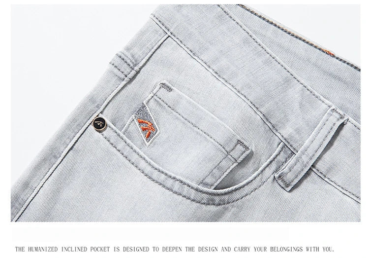 2023 y2k streetwear Spring Summer  Youthful Vitality Men's Fit Straight Thin Denim Jeans Lightweight Cotton Stretch Trousers