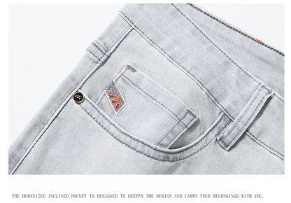 2023 y2k streetwear Spring Summer  Youthful Vitality Men's Fit Straight Thin Denim Jeans Lightweight Cotton Stretch Trousers