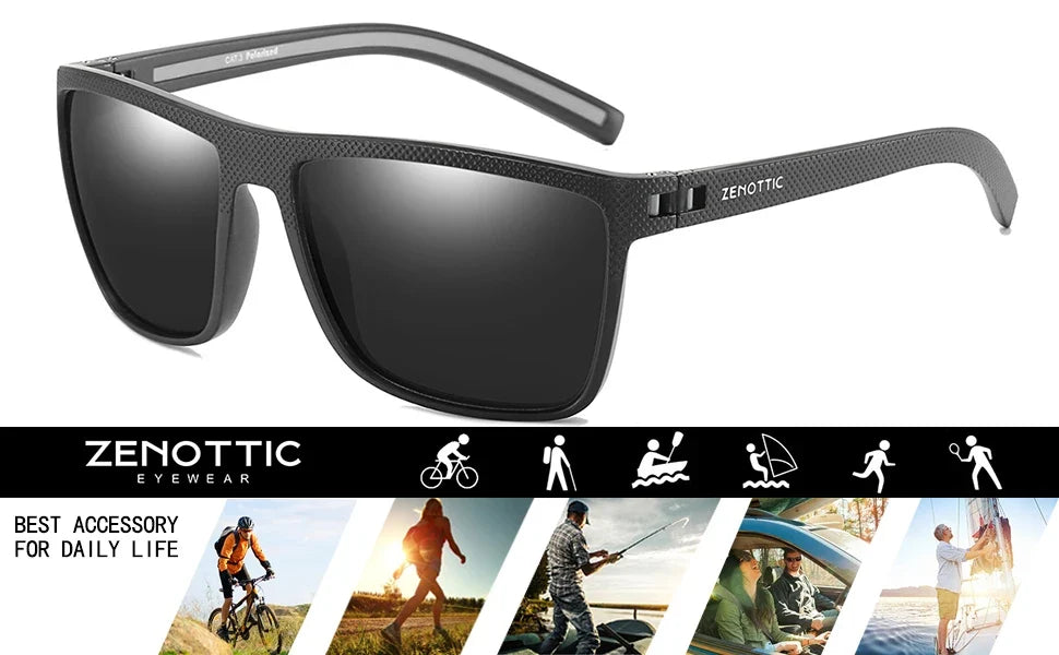 Polarized Sunglasses for Men Shades Lightweight TR90 Frame UV400 Protection Square Outdoor Trave Driving Sun Glasses