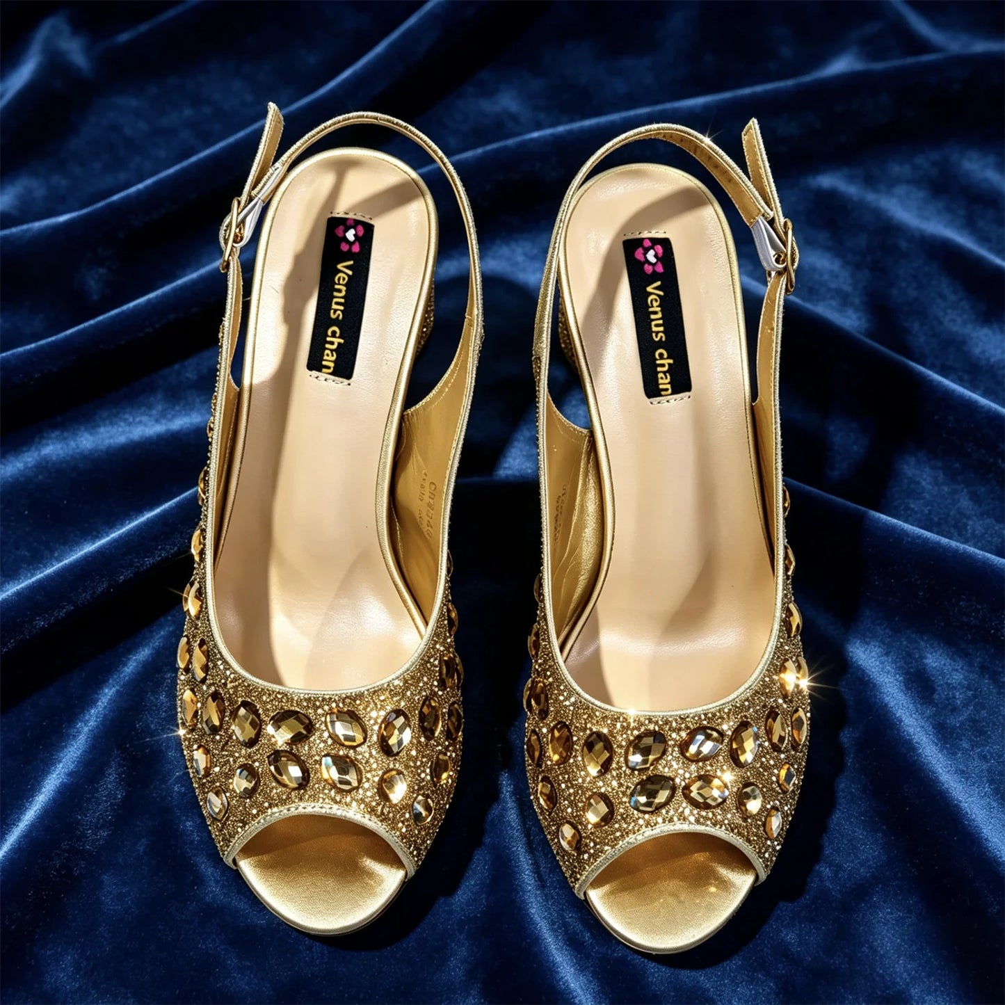 Elegant 2026 Champagne Peep Toe Heels with Diamond Accents - Luxurious Italian Design Pumps & Matching Bag Set for Parties