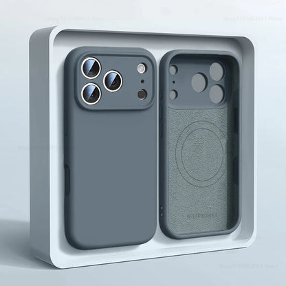 Magnetic Original Liquid Silicone Phone Case For iPhone 17 16 15 14 13 Pro Max 17Pro Air For Magsafe Wireless Cases Soft Cover