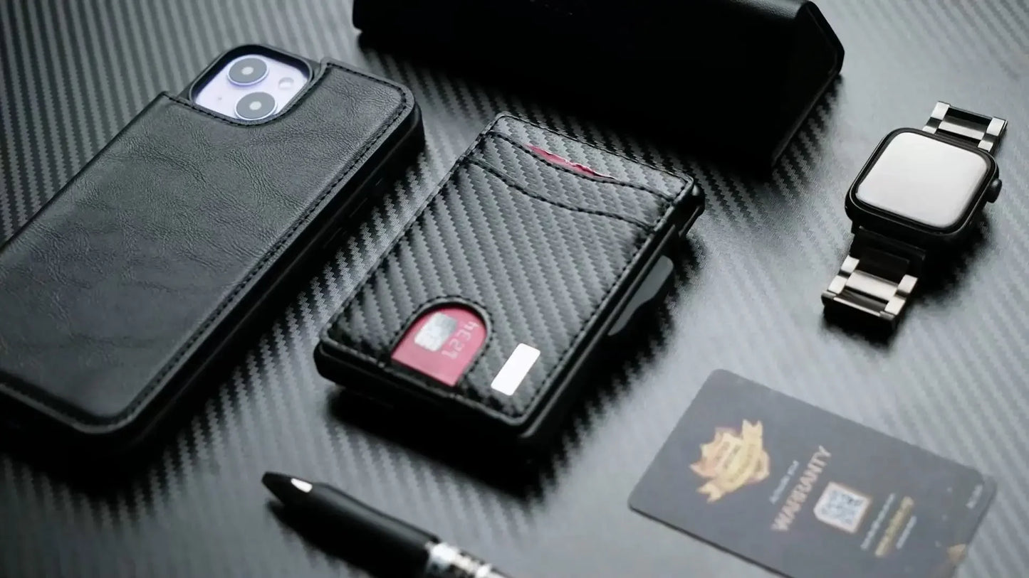 Portefeuille pour hommes, portefeuille minimaliste pour hommes 9-13 cartes, portefeuille compact et mince avec pince à billets et fenêtre d'identification, blocage RFID intelligent Pop Up C