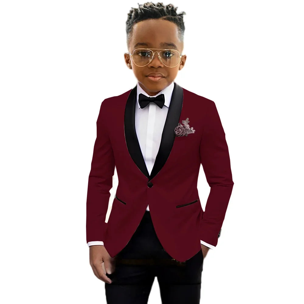 2026 New Classic Shawl Lapel Boys Slim Fit Suits 2 Pieces Wedding Guest Outfit Formal One Button Children's Tuxedo Party Wear
