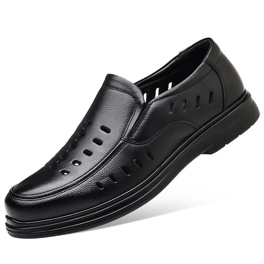 2026 New Designer Breathable Hallow Leather Shoes for Men Black Fashion Summer Shoes Male Britsh Business Casual Shoes Man