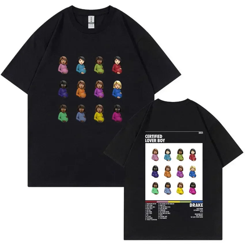 Rapper Drake Certified Lover Boy Album Print Graphic T Shirt Unisex Hip Hop Fashion T-shirt Men's 100% Cotton Oversized T-shirts