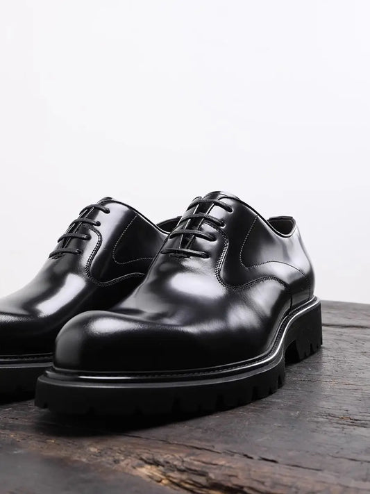 British Style Trendy Formal Business Young Commuter Shiny Oxford Groom Wedding Thick Sole Height Increasing Casual Leather Shoes