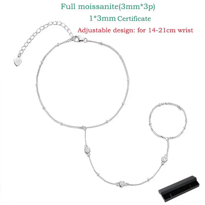 3MM Moissanite Bracelets for Women 14-21cm Wrist Size Adjustable Chain 925 Sterling Silver Plated 18K Wholesale Jewelry
