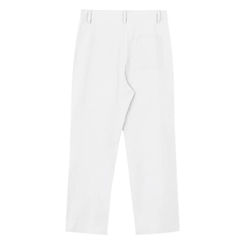 Amazon European and American Men's Linen Solid Color Casual Suit Pants New Fashion Beach Wide-Leg Trousers