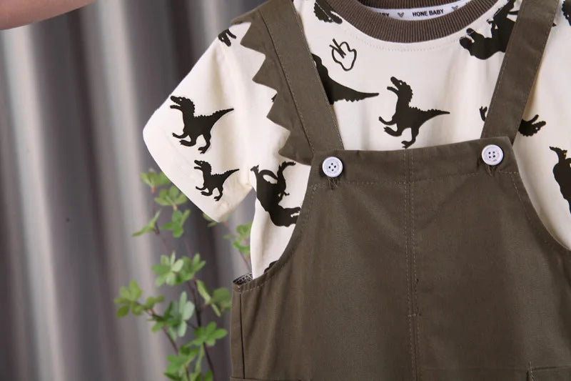 Children Summer Baby Boys Girls Clothes Suit Fashion Cartoon T-Shirt Bib Pants 2Pcs/Set Toddler Casual Costume Kids Tracksuits