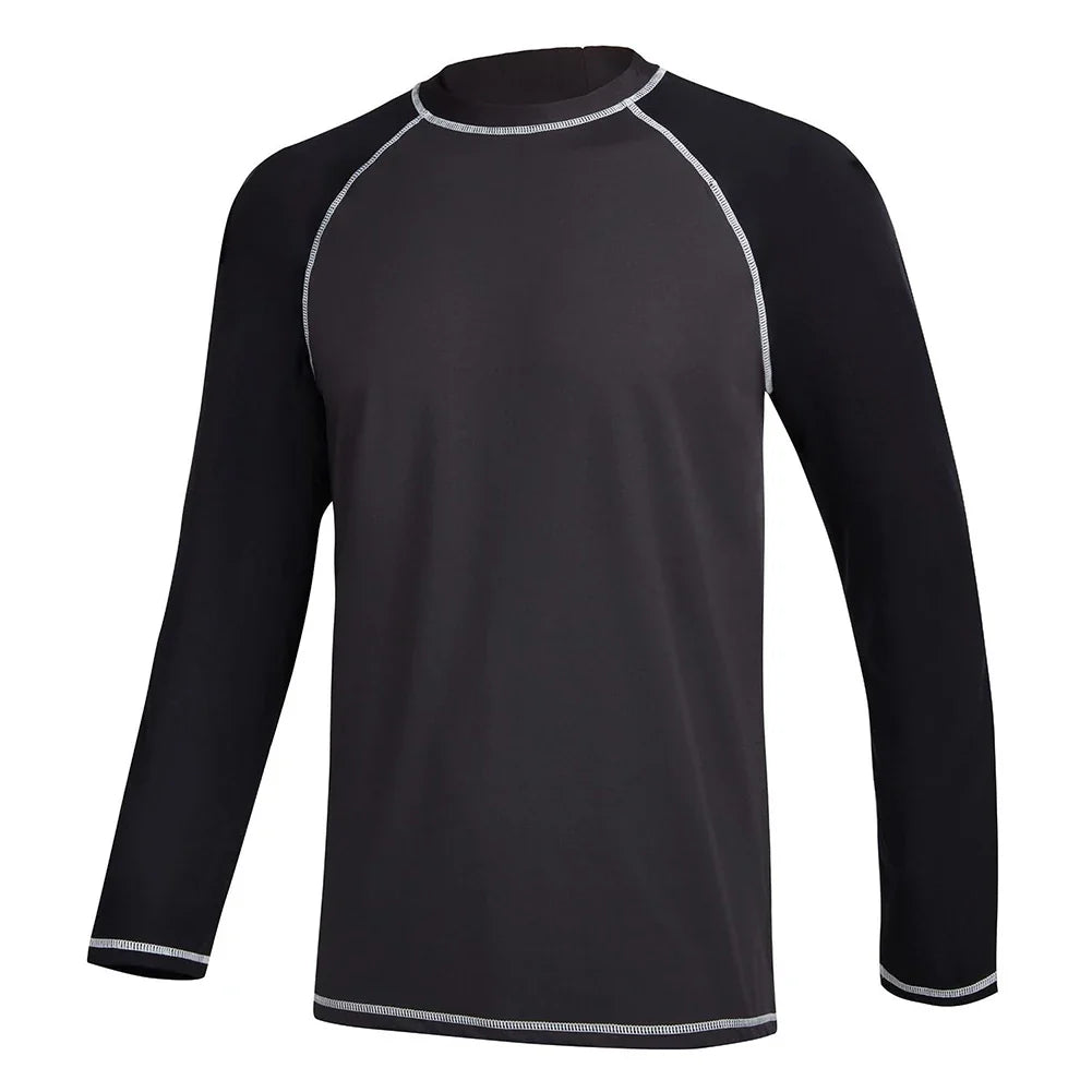 Men's Long Sleeve Swim Shirts Rashguard UPF 50+ UV Sun Protection Shirt Athletic Workout Running Hiking T-Shirt Swimwear