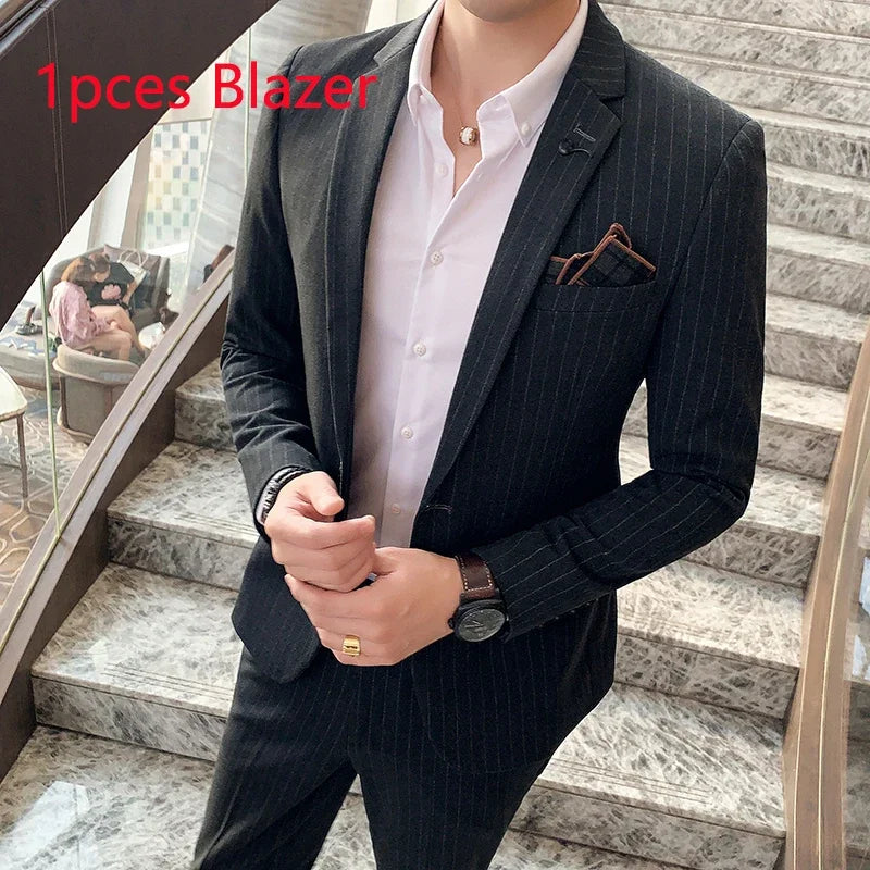 25 Colors 1 Pcs Blazer No Pants S-7XL New Wedding Dress Formal Business Slim Mens Suit Jacket Plaid Striped Solid Color