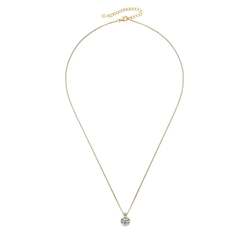 Double Bezel Moissanite Necklace 925 Sterling Silver Pendant Necklaces For Women 8mm 3mm Moissanite Box Chain Neck Jewelry