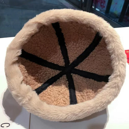 New Autumn Winter Cap for Men Women Thick Warm Lamb Fleece Lined Bomber Hat Male Female Solid Plain Suede Russian Fur Hat