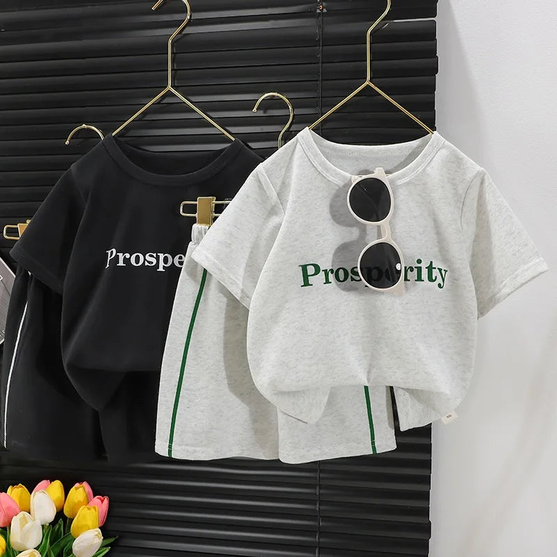1Set Boys Girls Leisure Set Fashion Cartoon Children Short Sleeve Shorts Sets Summer Kids Clothes Baby Tee+Short Pants Tracksuit