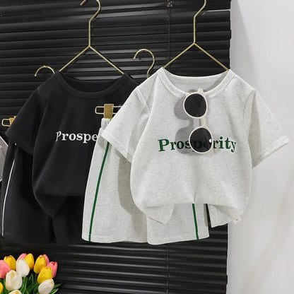 1Set Boys Girls Leisure Set Fashion Cartoon Children Short Sleeve Shorts Sets Summer Kids Clothes Baby Tee+Short Pants Tracksuit