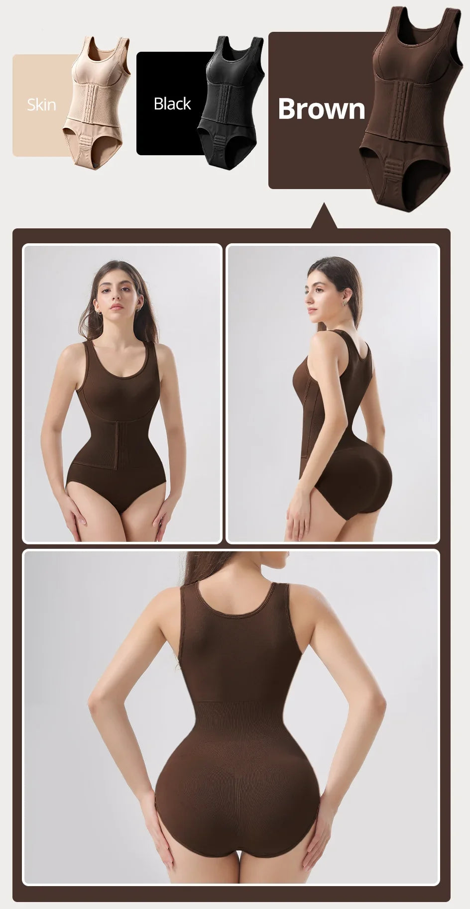 Woman Slim Bodysuit Shapewear with Zipper Belt Women Tummy Control Fajas Body Shaper Waist Trainer Slimming Cincher Corset Tops