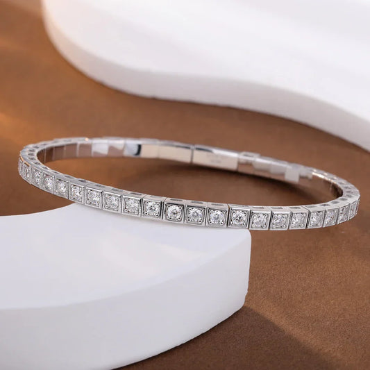 Bracelet rigide tennis en moissanite 2,5 mm pour femme et homme, en argent S925, serti clos de diamants, avec certificat GRA, cadeau de bijoux fins