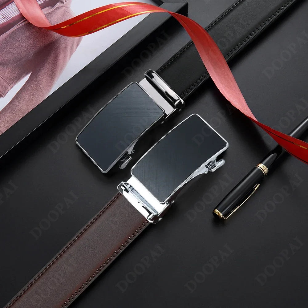 Men's Belt Leather Ratchet Belt Men's Dress and Casual Adjustable Buckle - Fashionable Business Style Belt/strap